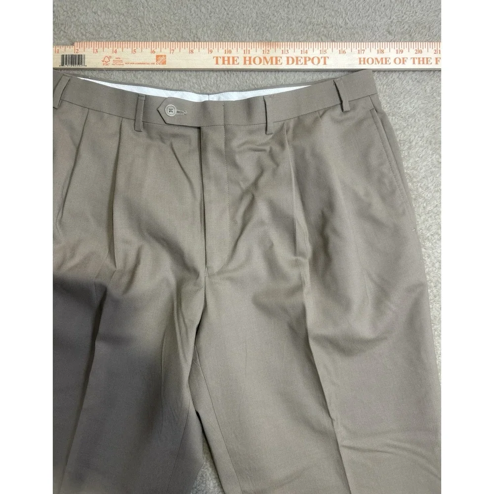Ralph Lauren 100% Wool Pants Men's 36 x 30 Total Comfort Lightweight Cuffed‎ Tan
